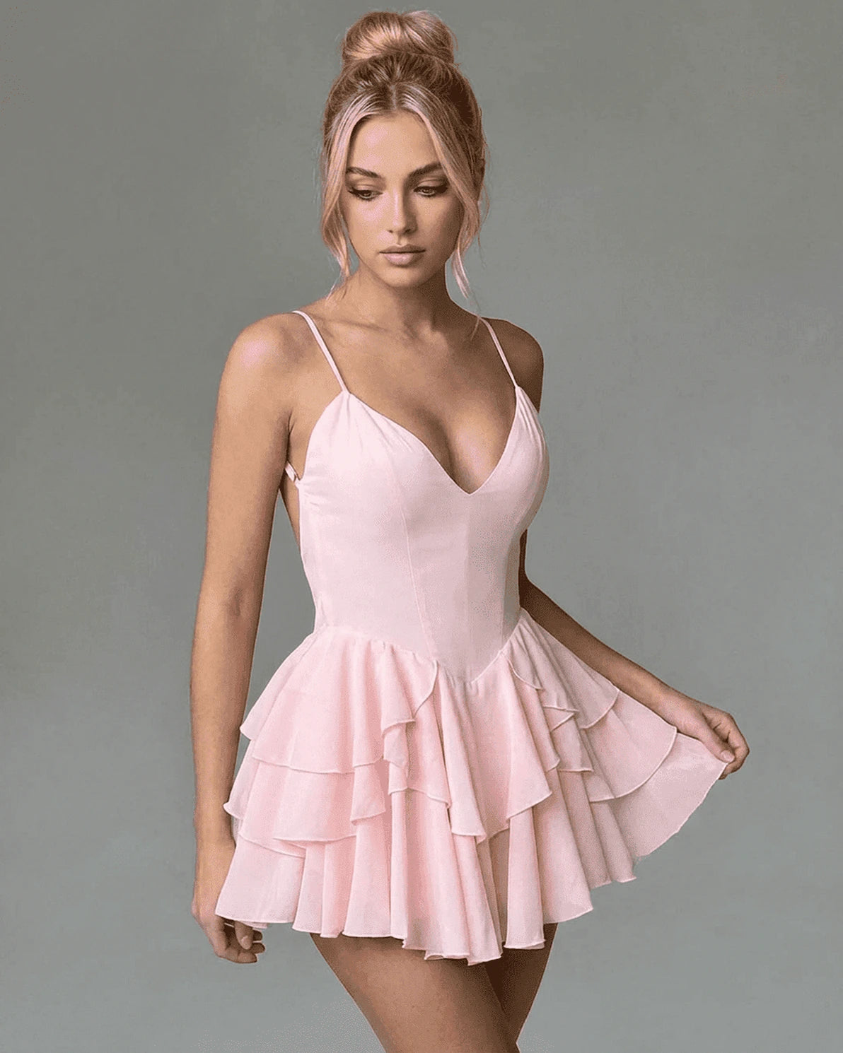 Isolde Mini Dress – Red V Neck mini dress, styled look by Slimona