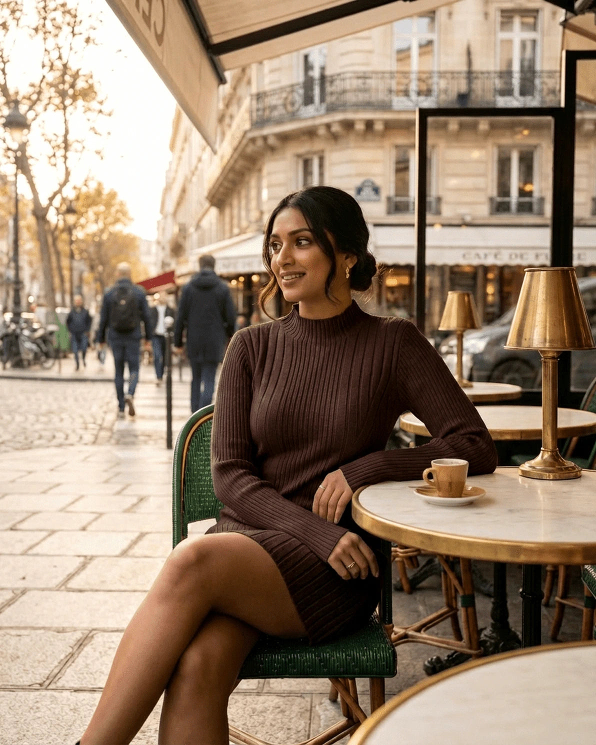 Florence Mini Dress – Red Ribbed Turtleneck mini dress, styled look by Slimona
