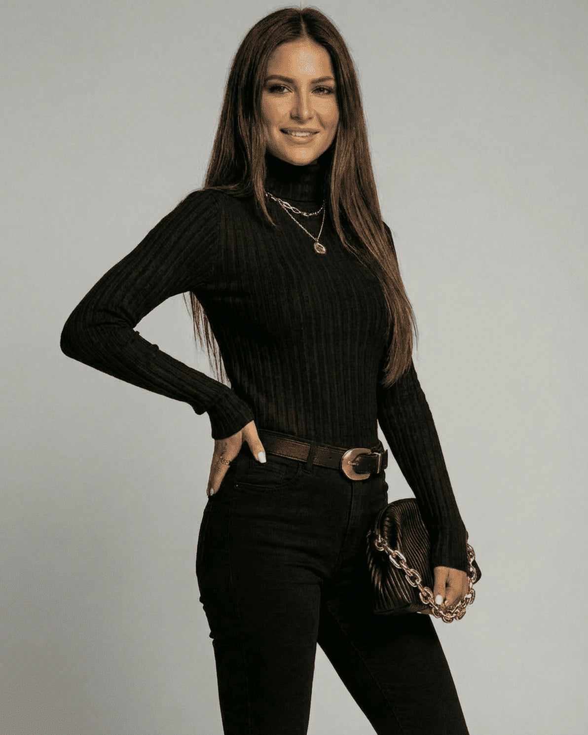 Vesper Sweater – Black Ribbed sweater, styled look by Slimona