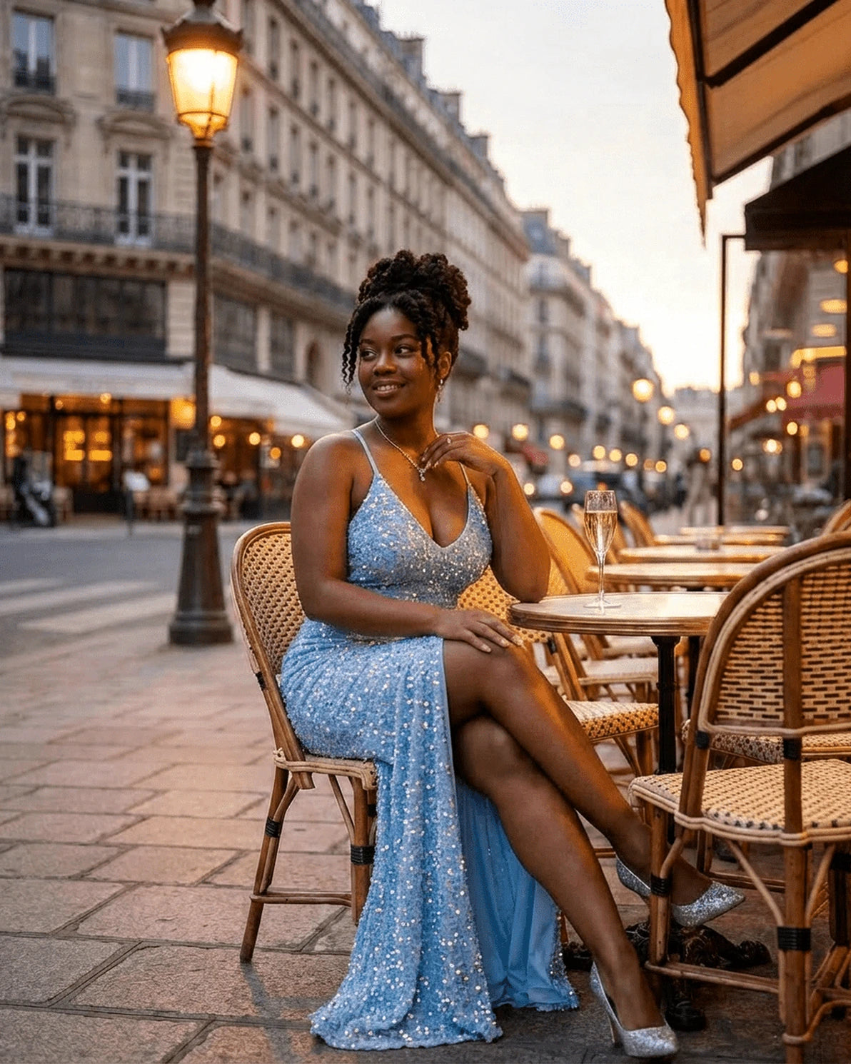 Azure Maxi Dress – Blue Velvet V Neck maxi dress, styled look by Slimona