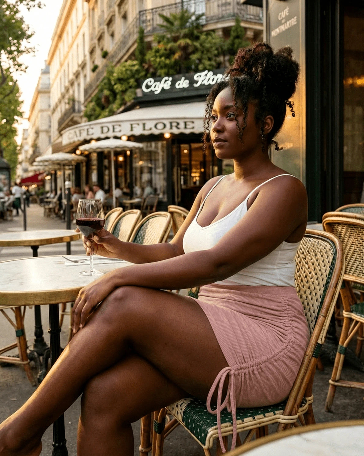 Blush Mini Skirt – Blush Knit mini skirt, styled look by Slimona
