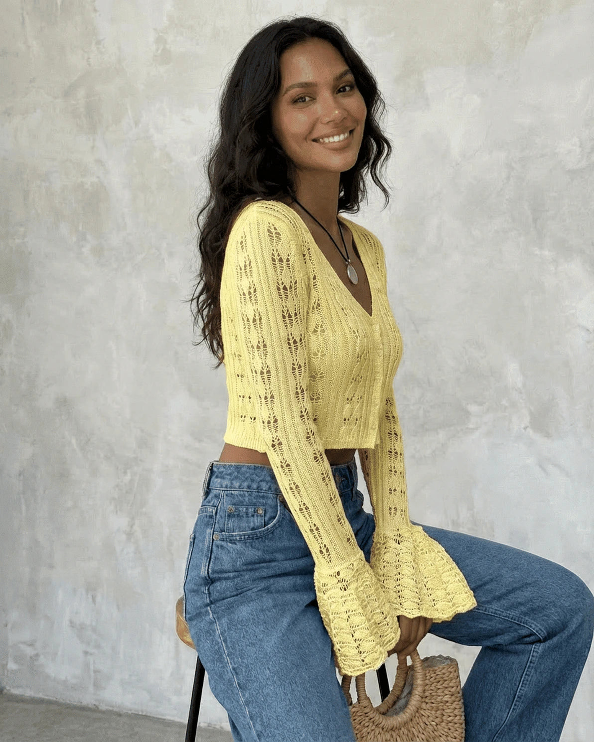 Solana Cardigan – Red Cotton cardigan, styled look by Slimona