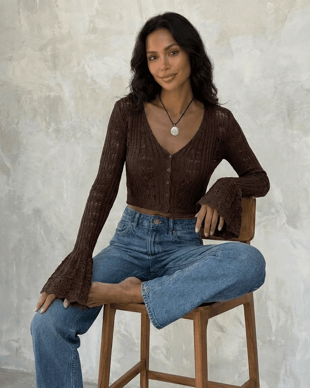 Cocoa Cardigan – Red Cotton cardigan, styled look by Slimona