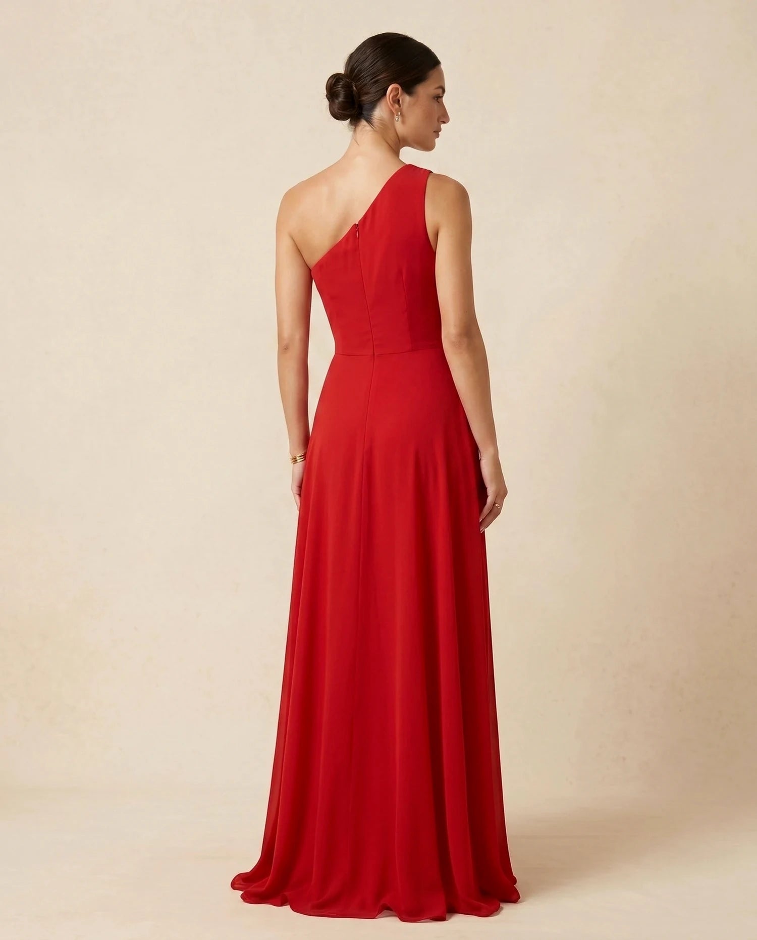 Caldera Maxi Dress – Black Satin maxi dress, back view detail by Slimona