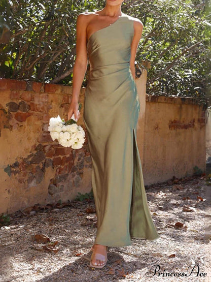 Tina Women's Cocktail Dress | One Shoulder Satin, Slim Fit 9