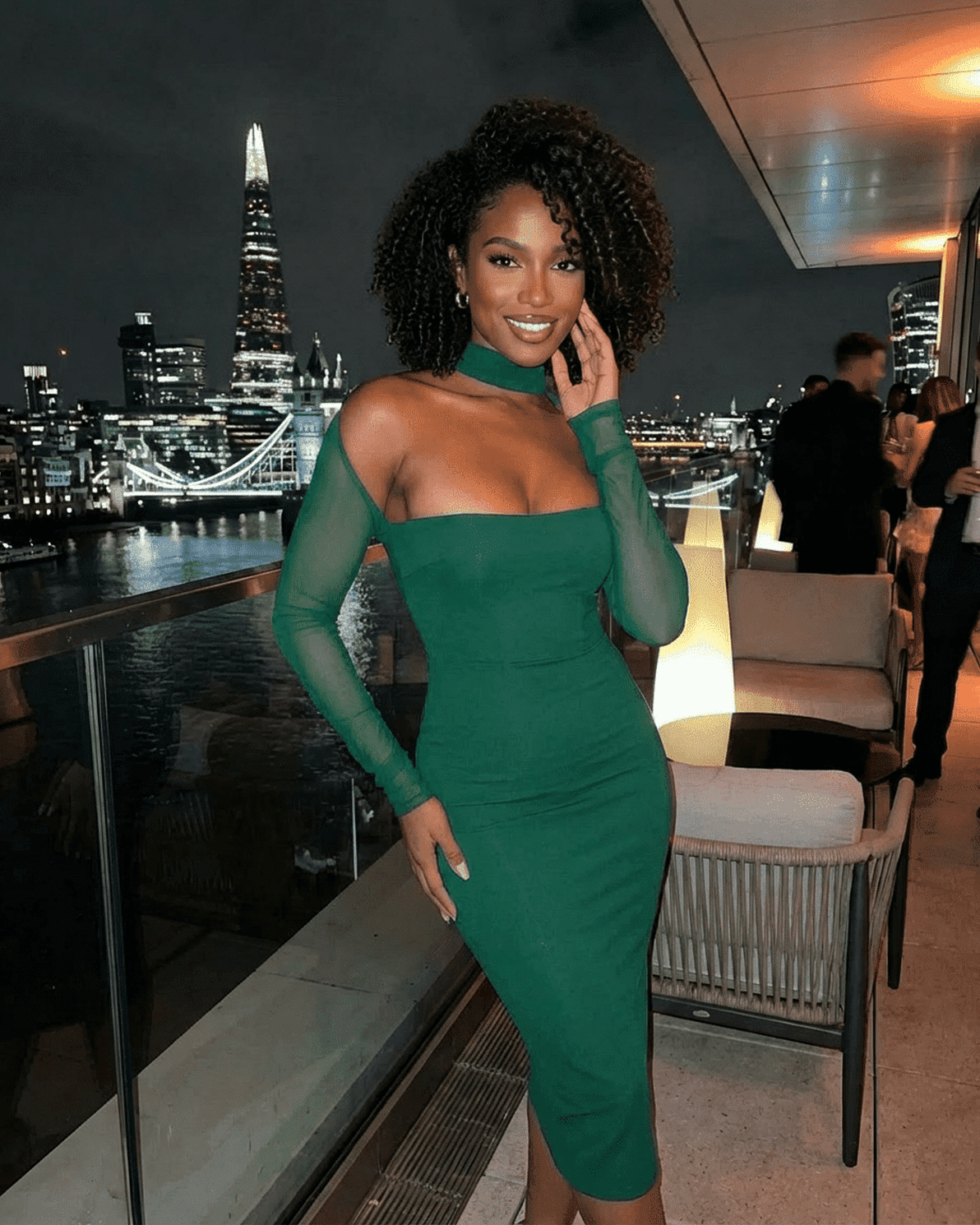 Arden Green Dress by Slimona - Cut Out Long Sleeve Bodycon Midi Dress showcasing elegance and confidence.