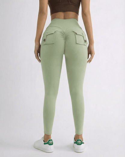 Iris Leggings Mint by Slimona, featuring mint green ankle-length design with pockets and high waistband for comfortable fit.