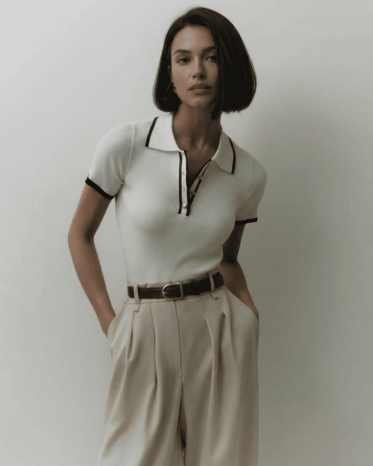 Siena Polo Shirt by Slimona displayed on a model, showcasing a refined slim fit and modern contrast detail.
