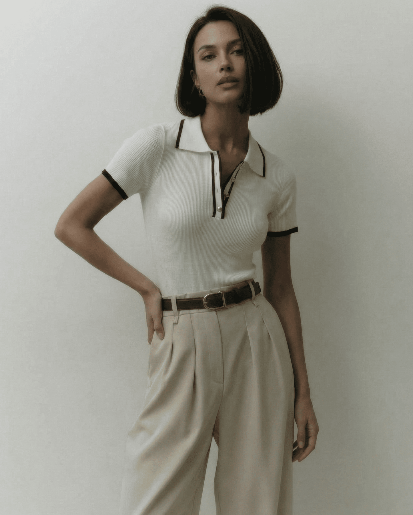 Siena Polo Shirt by Slimona - Women's refined slim fit polo with modern contrast detail