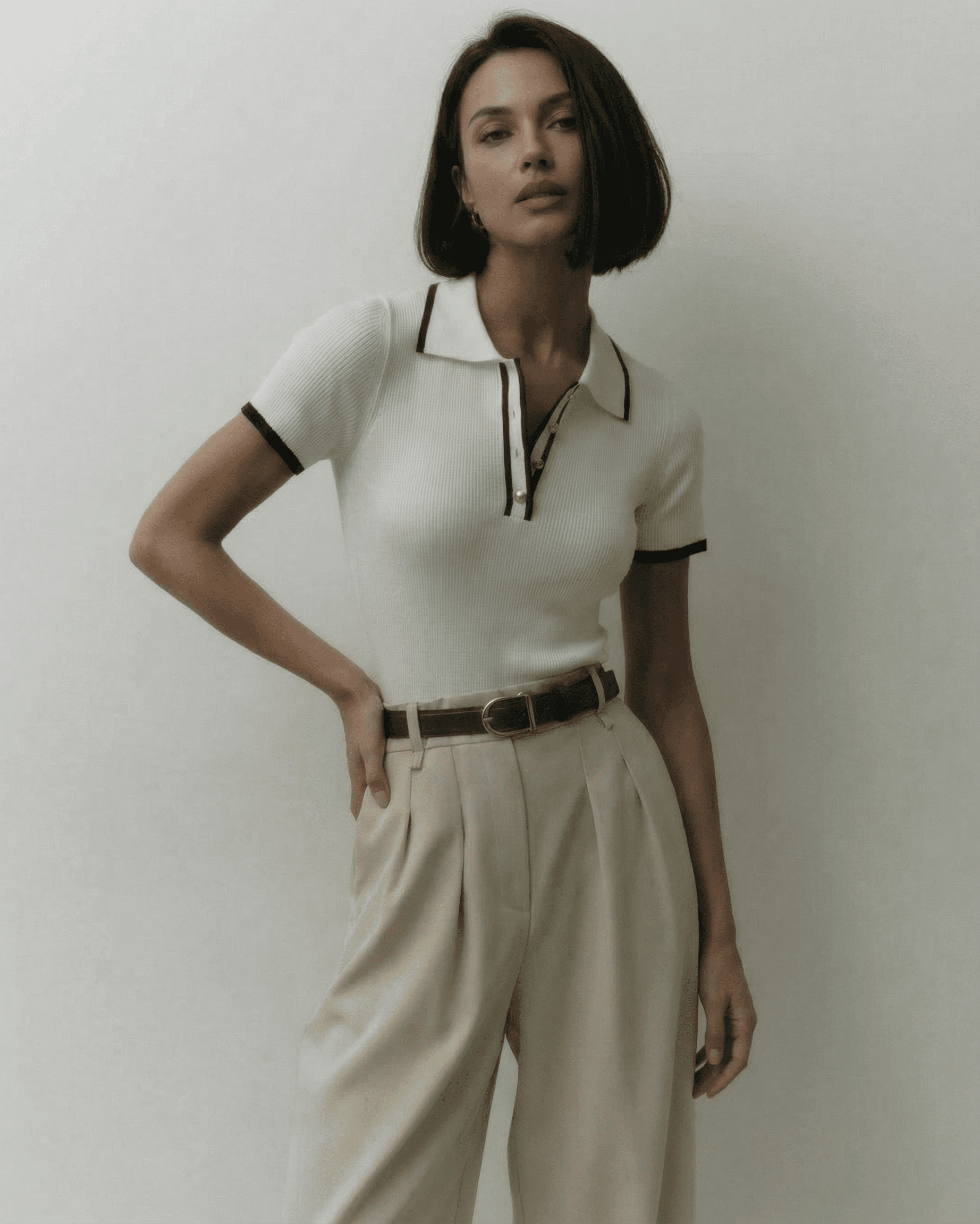 Siena Polo Shirt by Slimona - Women's refined slim fit polo with modern contrast detail