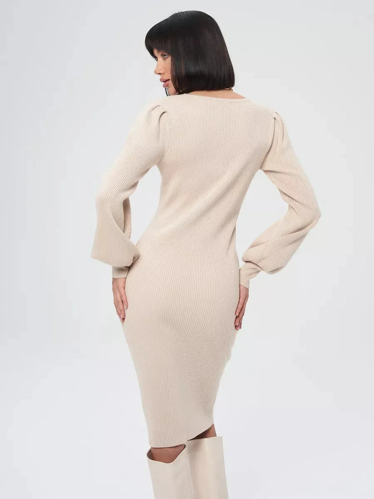 Cream Contour Mini Dress