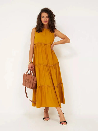 Golden Solstice Midi Dress