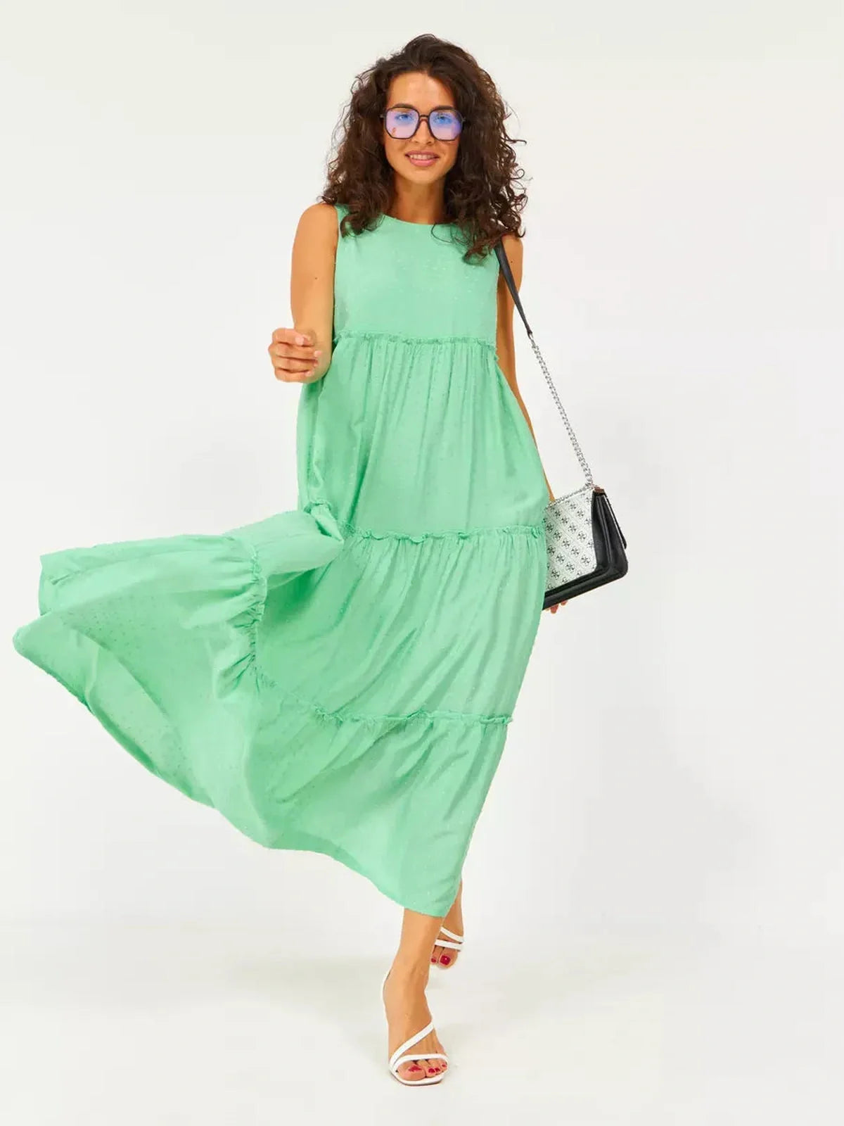 Mint Cascade Midi Dress