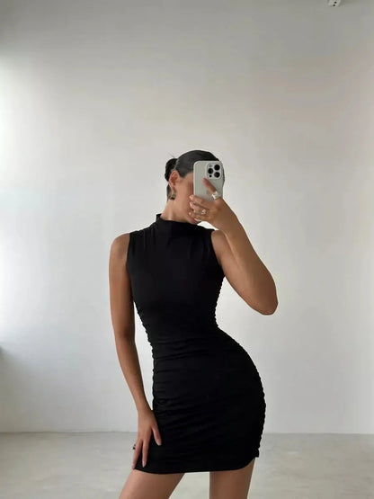 Noir Sculpt Mini Dress