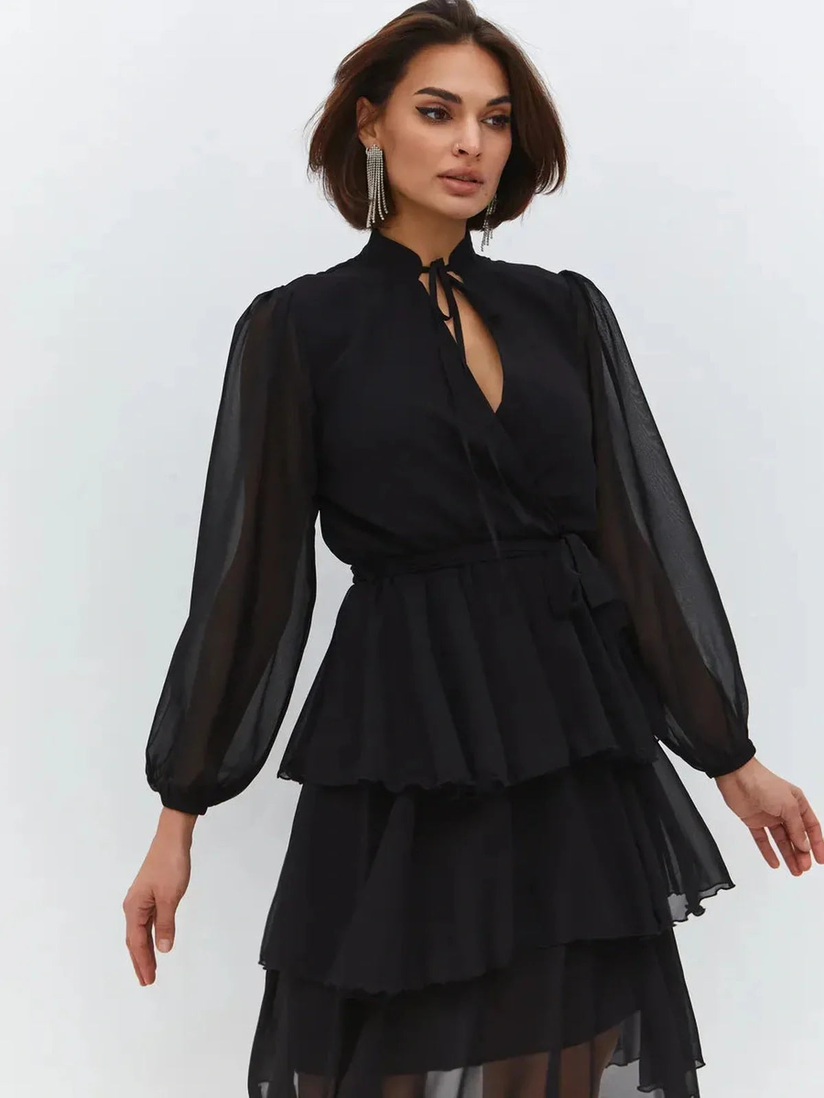 Noir Whisper Midi Dress