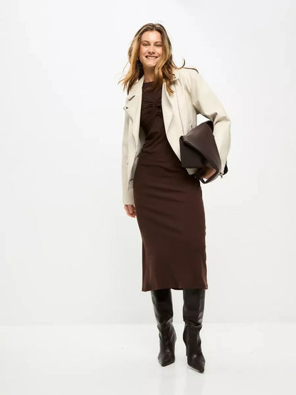 Mocha Fold Midi Dress