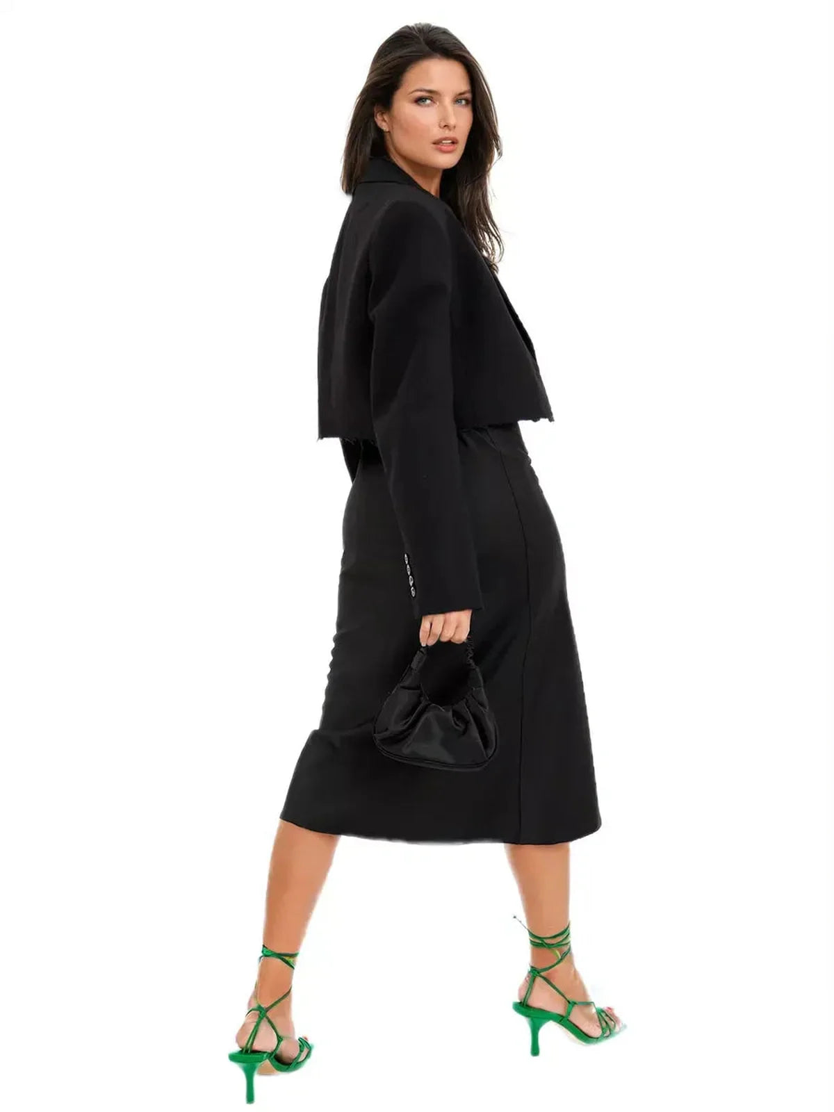Noir Whisper Midi Dress
