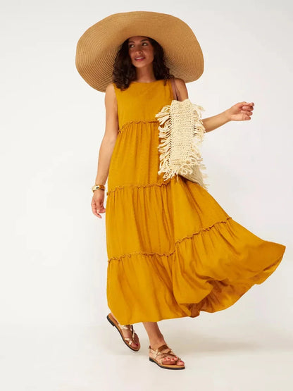 Golden Solstice Midi Dress