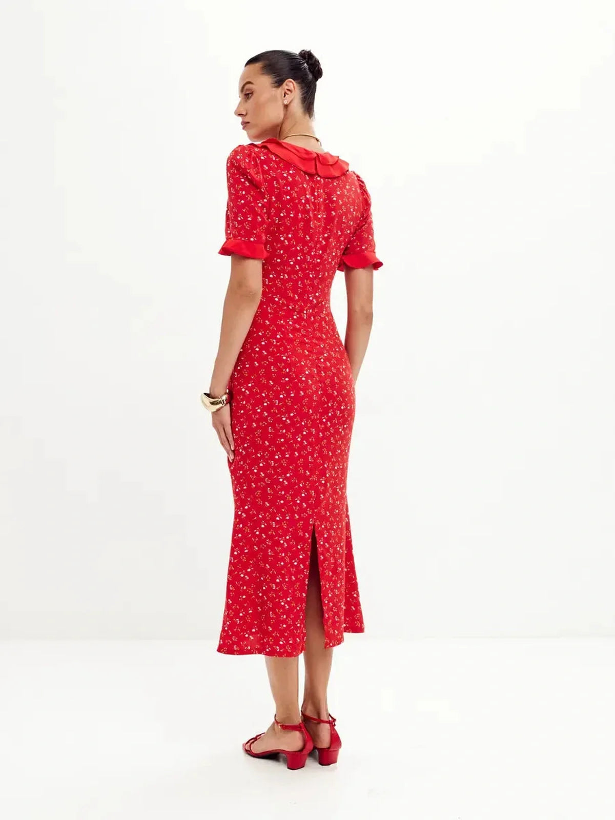Crimson Charm Midi Dress