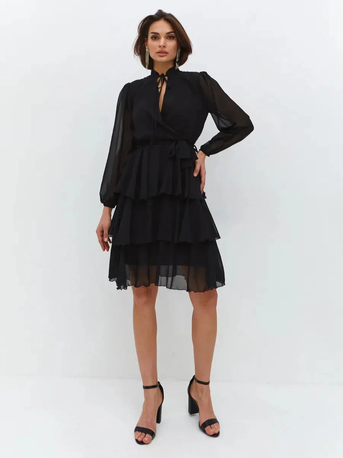 Noir Whisper Midi Dress