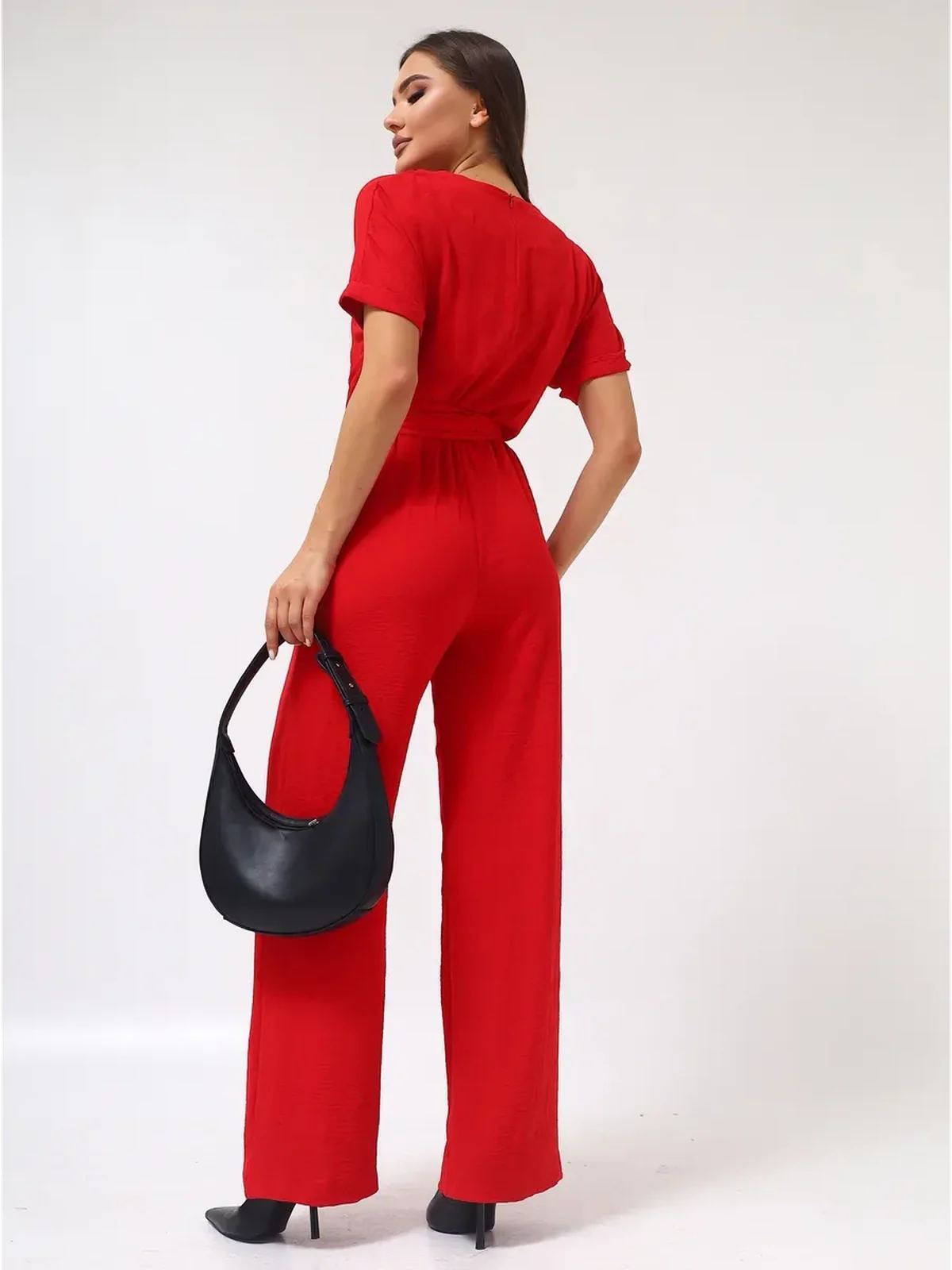Crimson Belted Jumpsuit