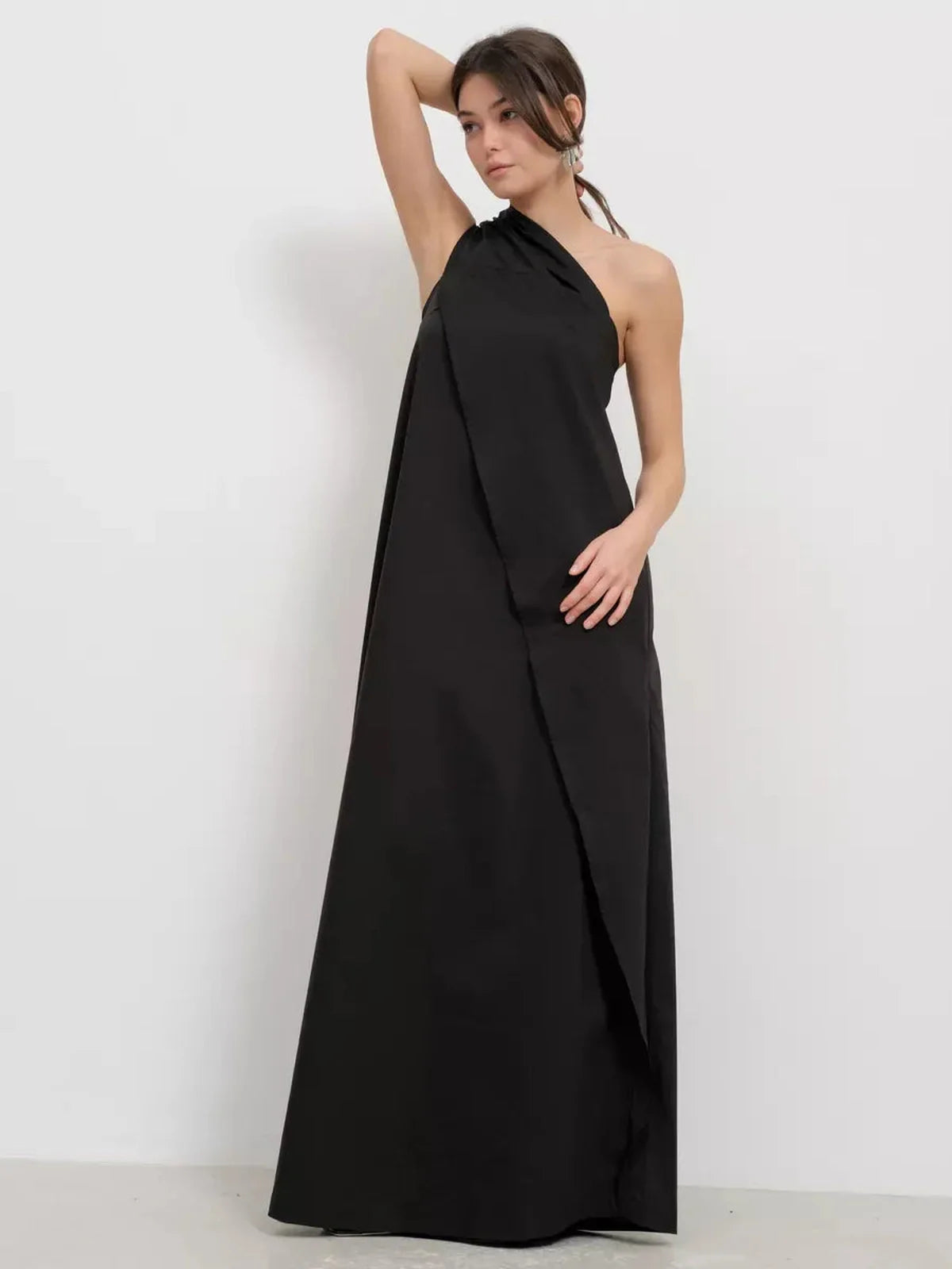 Noir Fold Maxi Dress