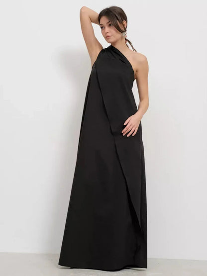 Noir Fold Maxi Dress