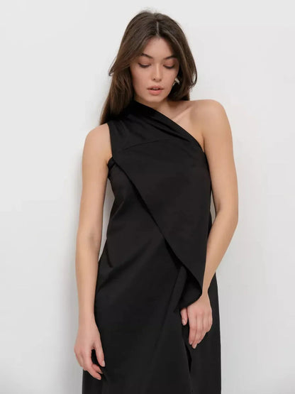 Noir Fold Maxi Dress