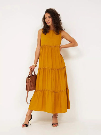 Golden Solstice Midi Dress
