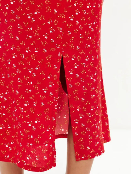 Crimson Charm Midi Dress