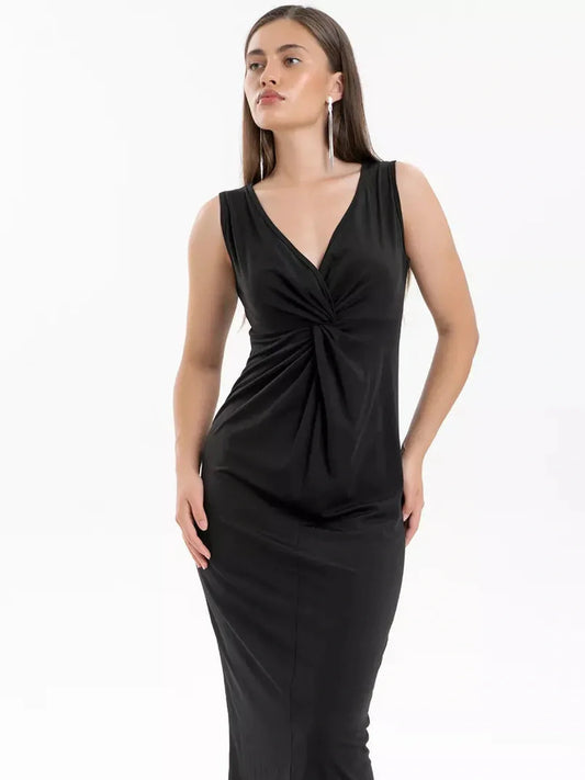 Twist Noir Midi Dress