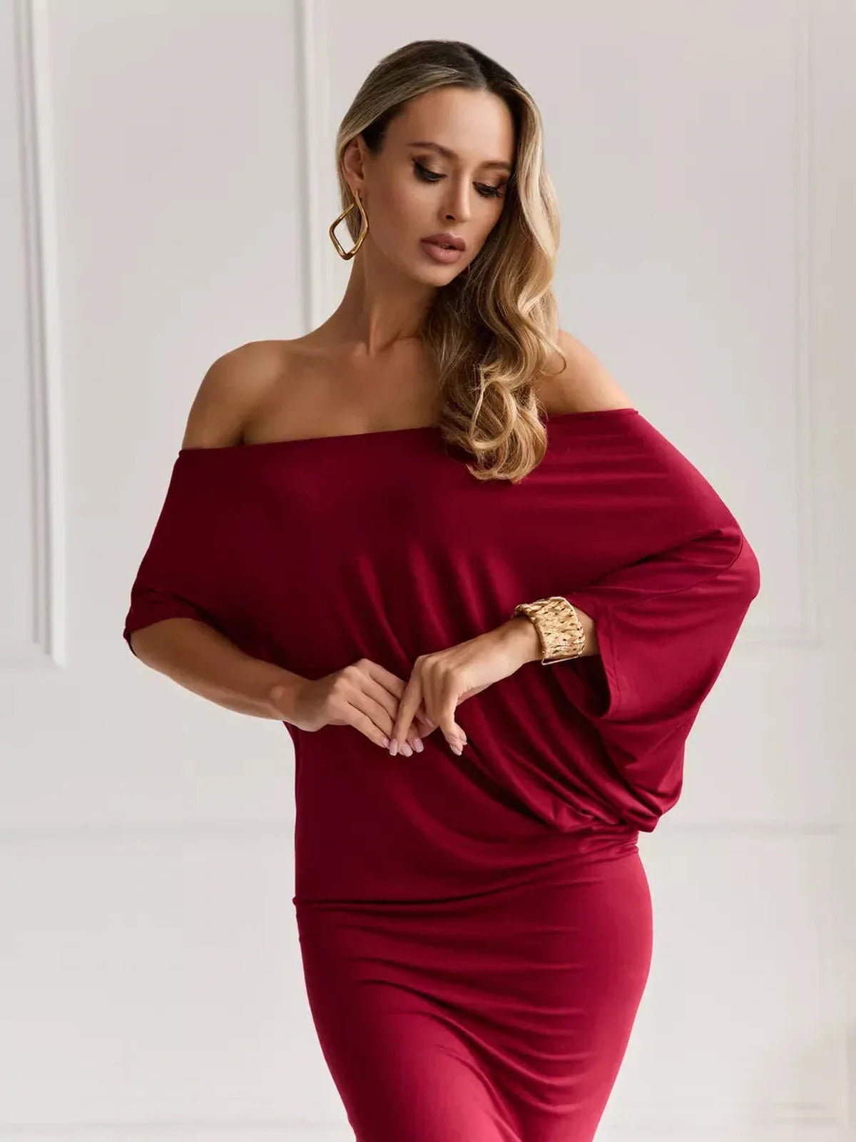 Crimson Ease Midi Dress