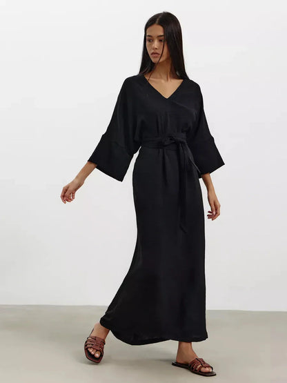Noir Drift Maxi Dress