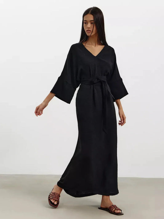 Noir Drift Maxi Dress