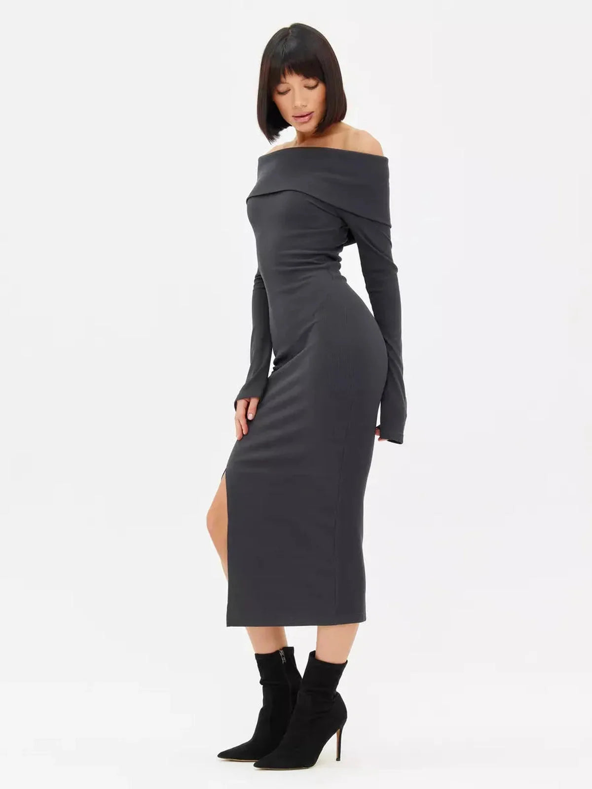 Midnight Drape Midi Dress