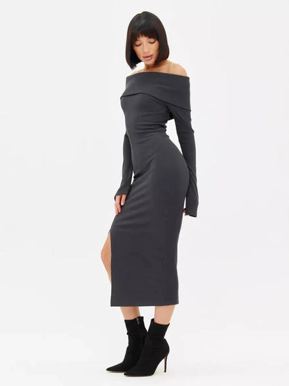 Midnight Drape Midi Dress