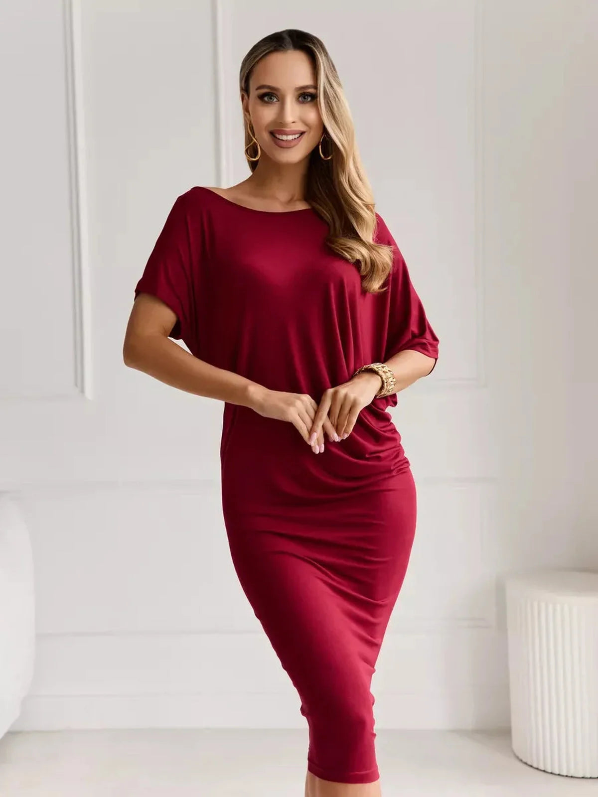 Crimson Ease Midi Dress