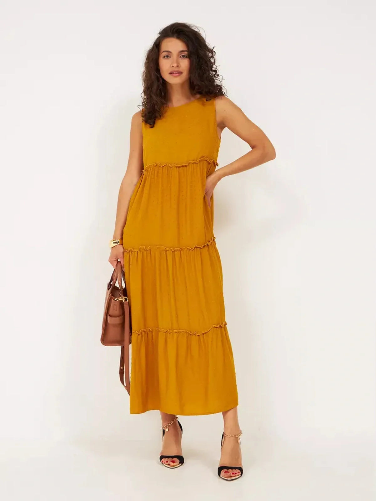 Golden Solstice Midi Dress