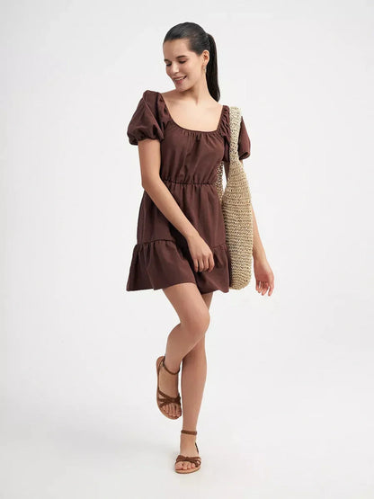 Mocha Charm Mini Dress