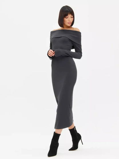 Midnight Drape Midi Dress