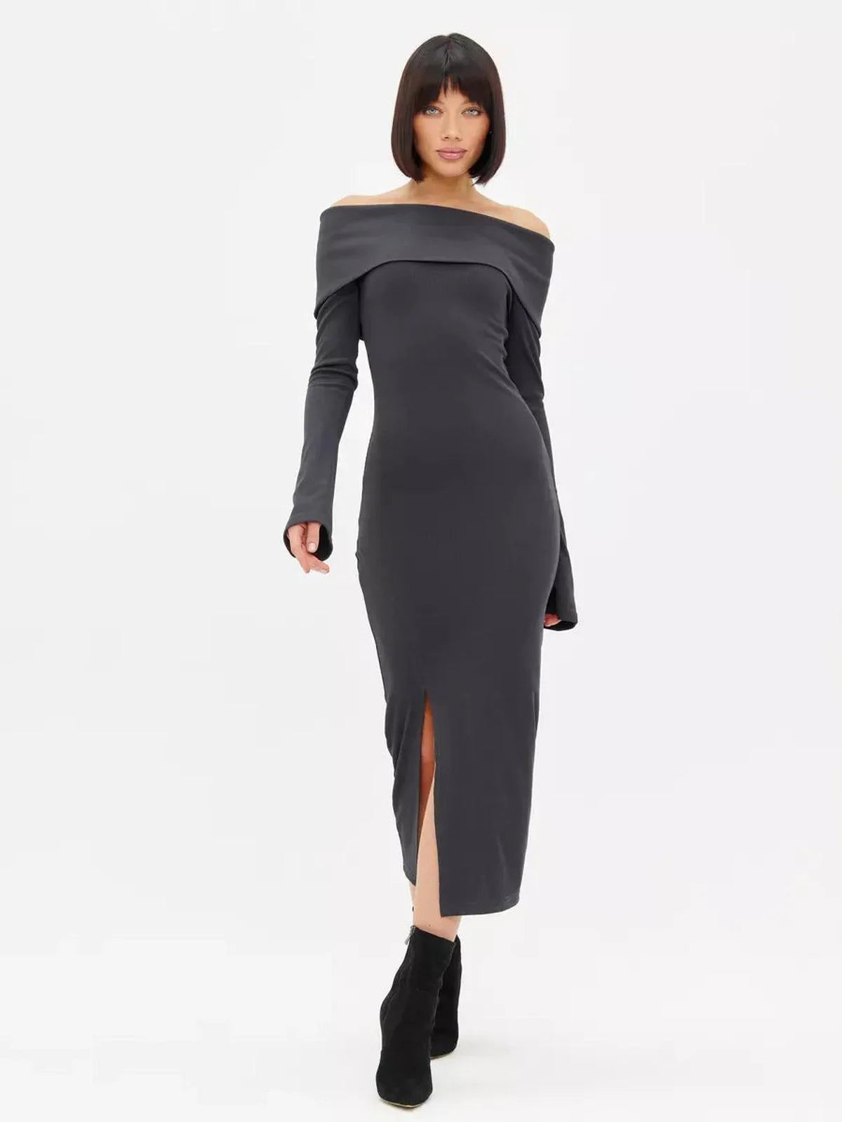 Midnight Drape Midi Dress