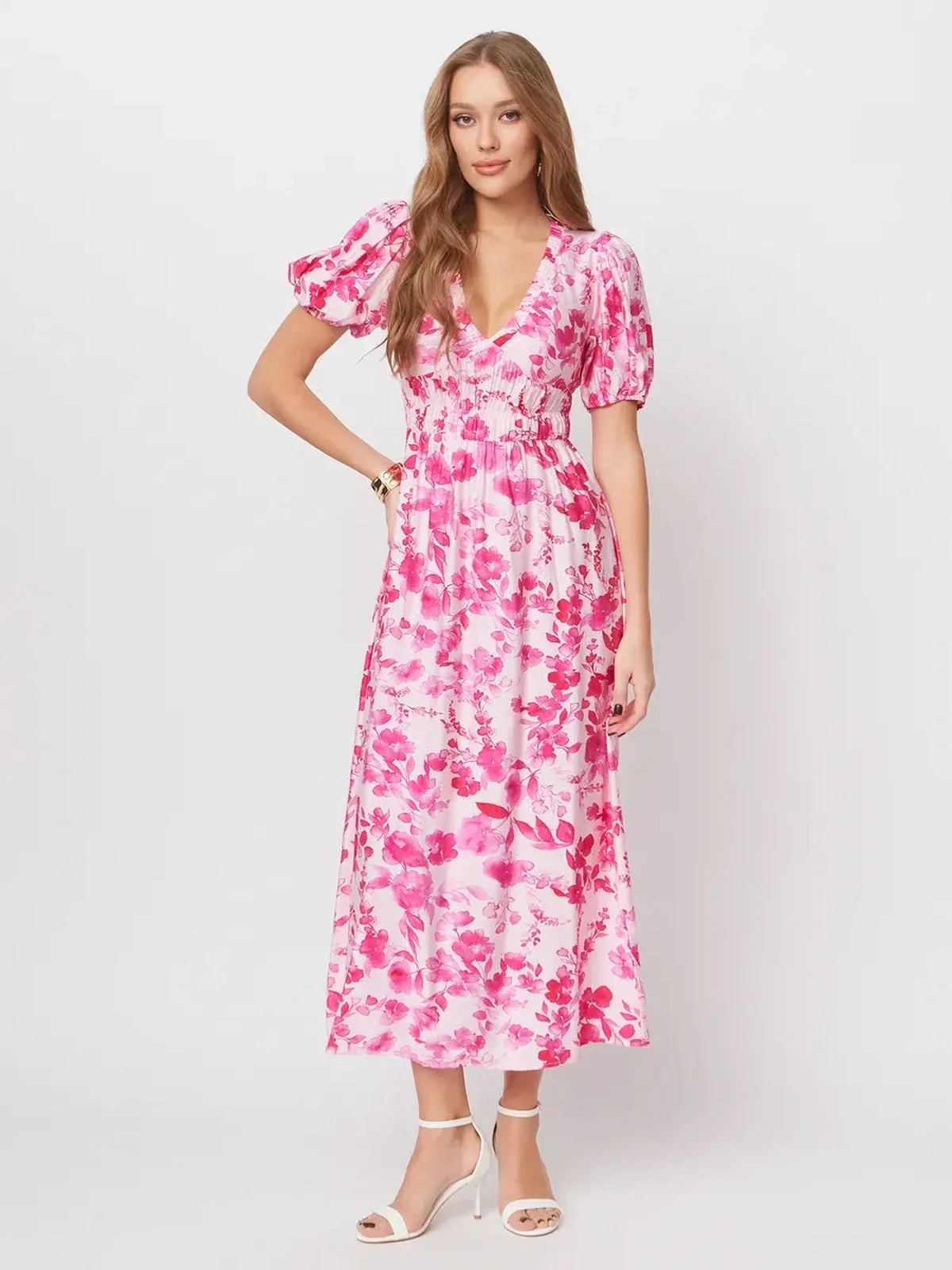 Rosé Bloom Midi Dress