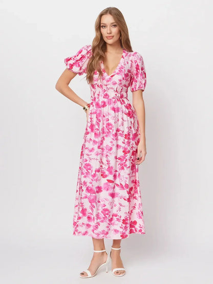 Rosé Bloom Midi Dress