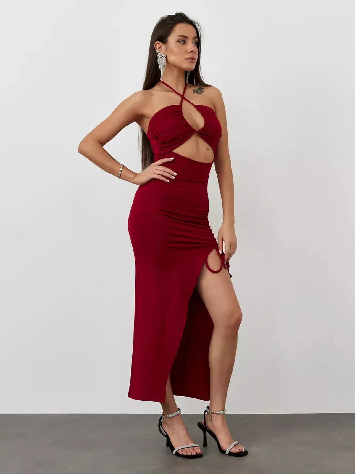 Velvet Ember Midi Dress