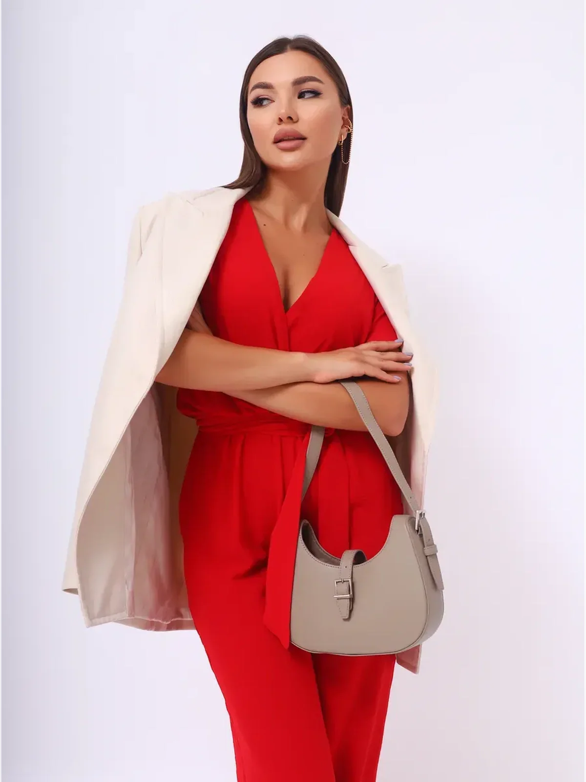 Crimson Belted Jumpsuit