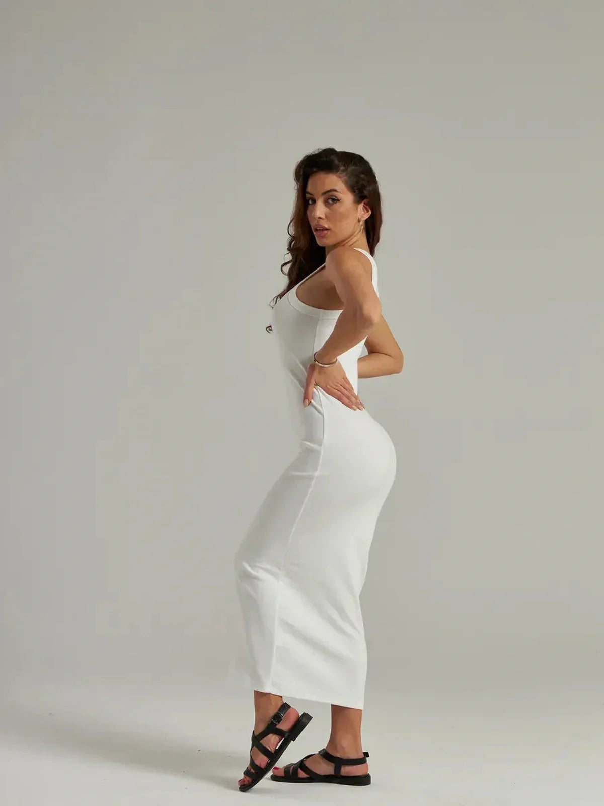 Swanline Midi Dress