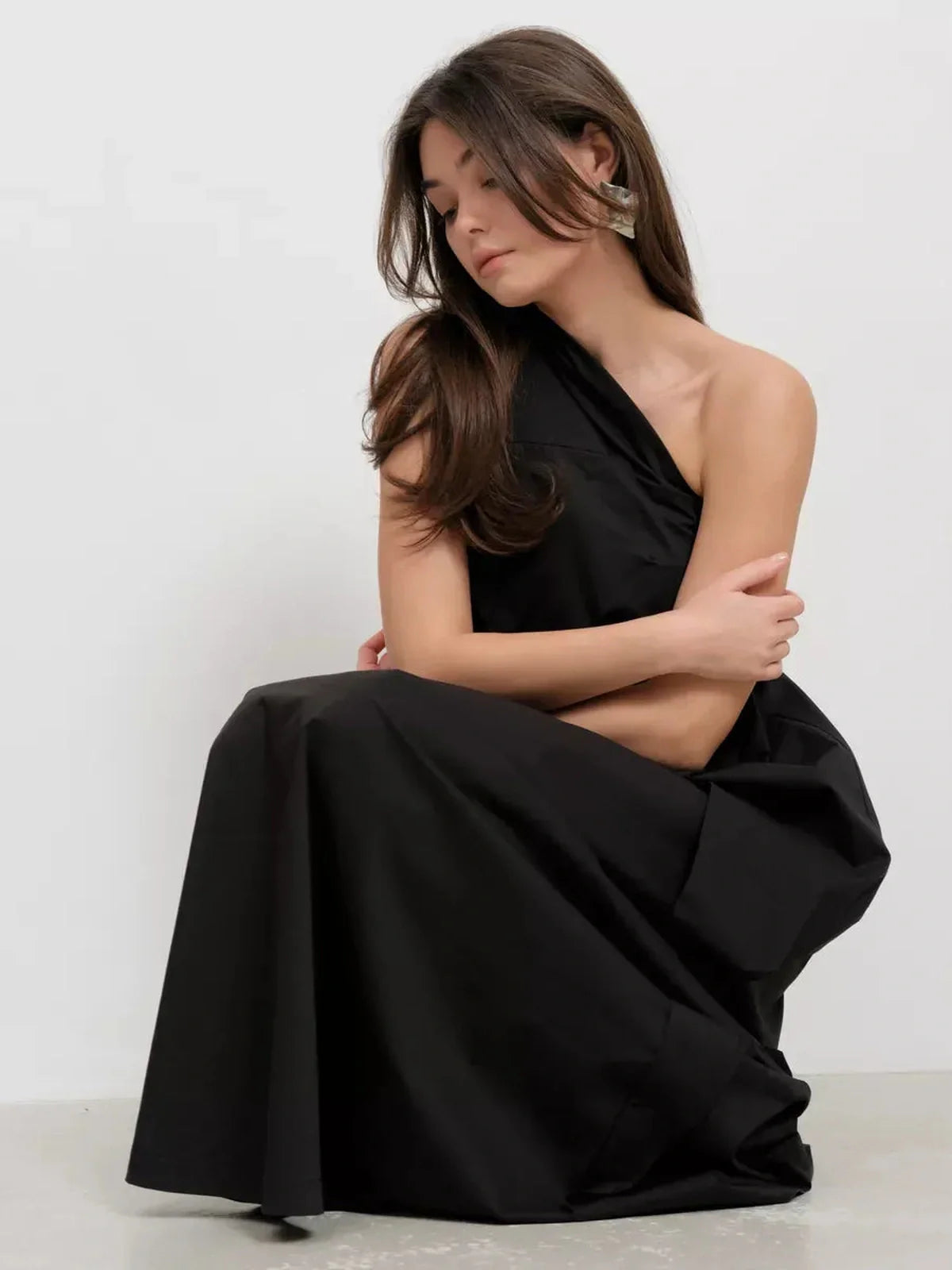 Noir Fold Maxi Dress