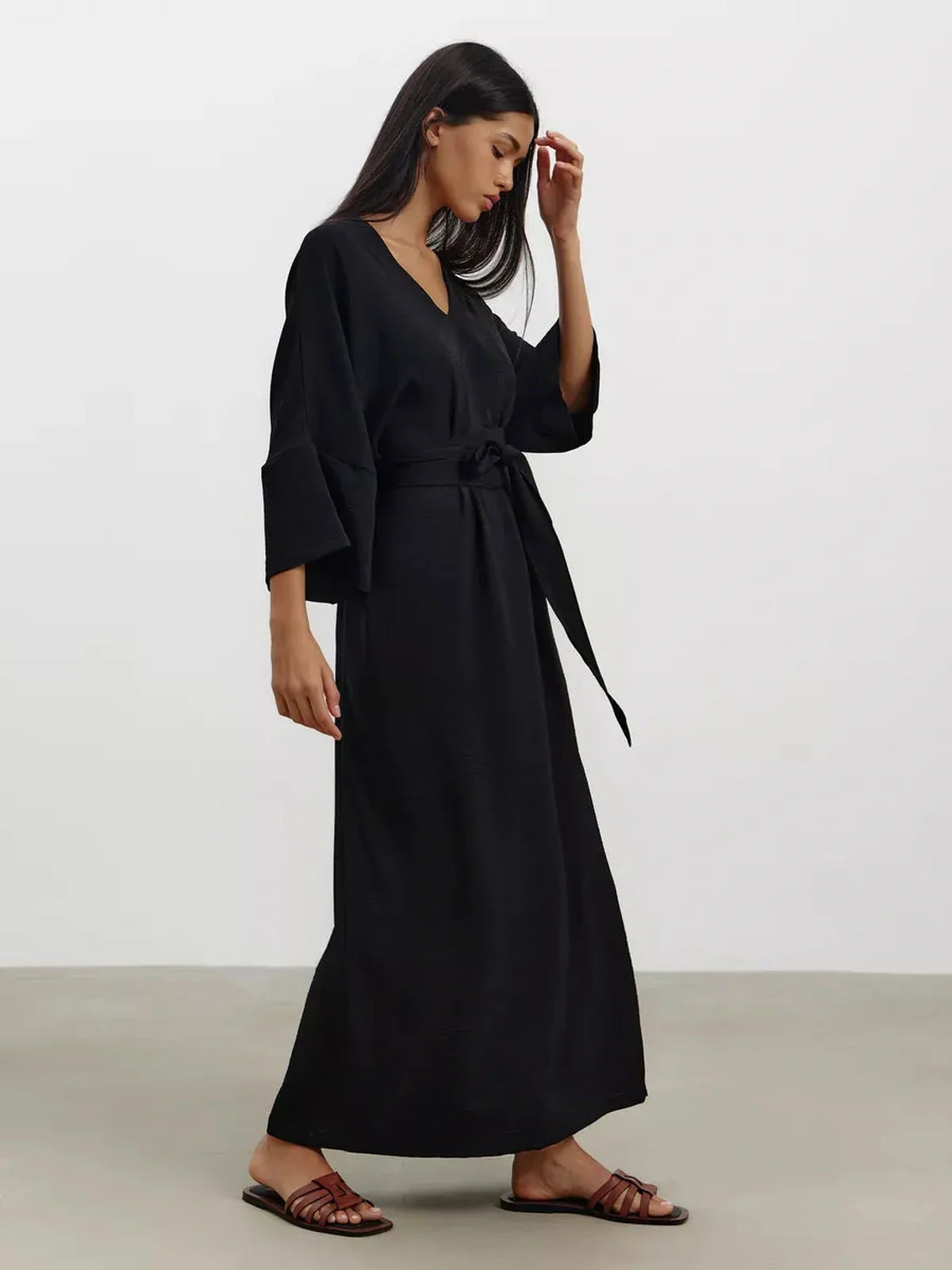 Noir Drift Maxi Dress