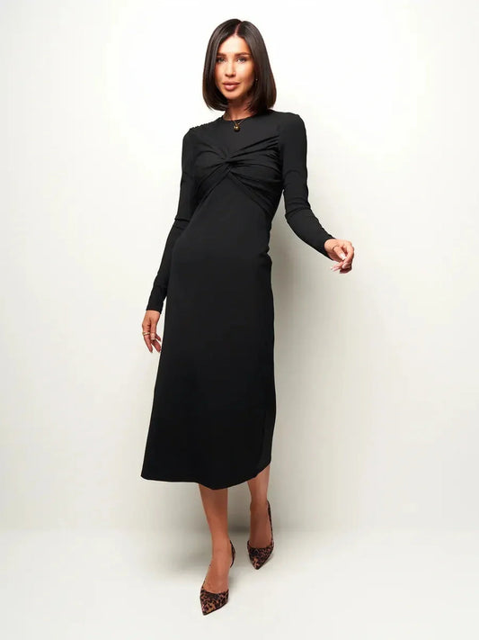 Noir Sculpt Midi Dress