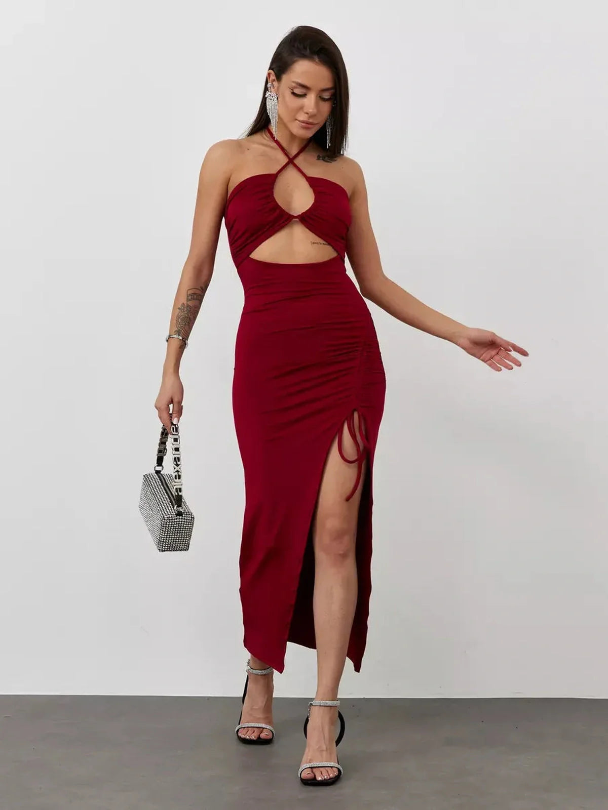 Velvet Ember Midi Dress